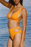 Amara High Waist Bottom Sunflower Pucker Rib