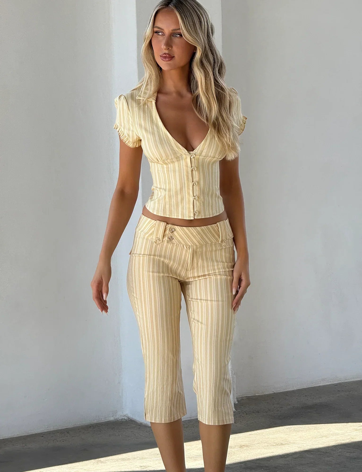 KITTIE CAPRI YELLOW STRIPE