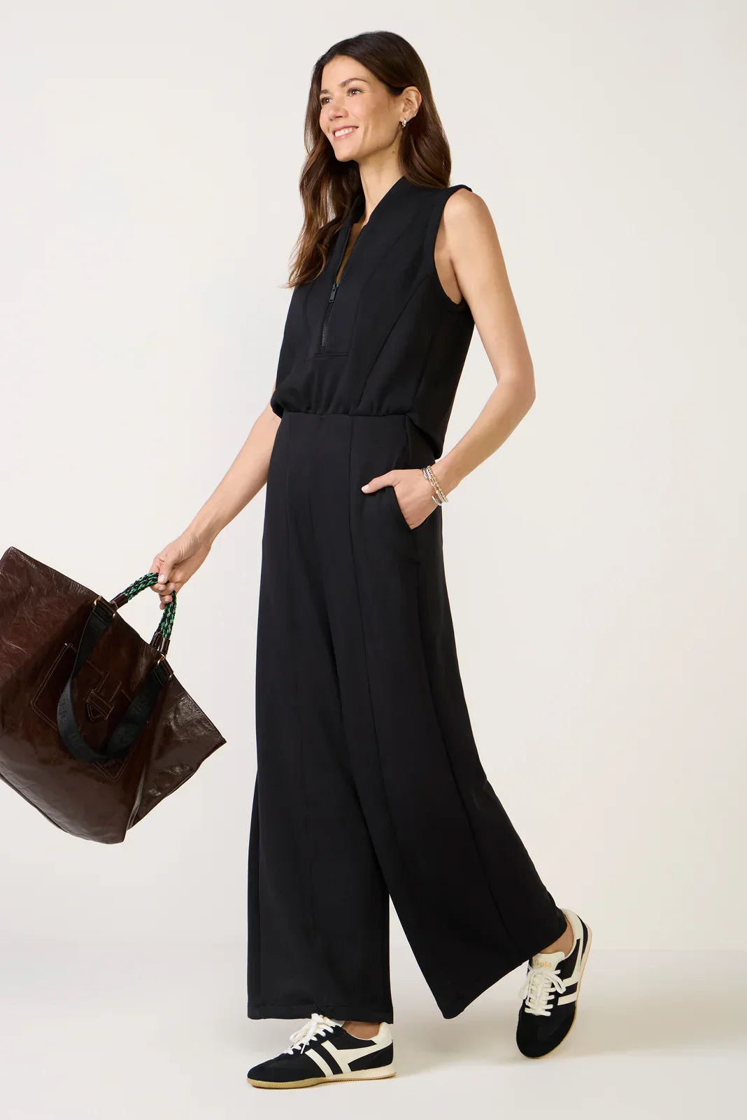 AirEssentials Draped Collar 1 2 Zip Jumpsuit