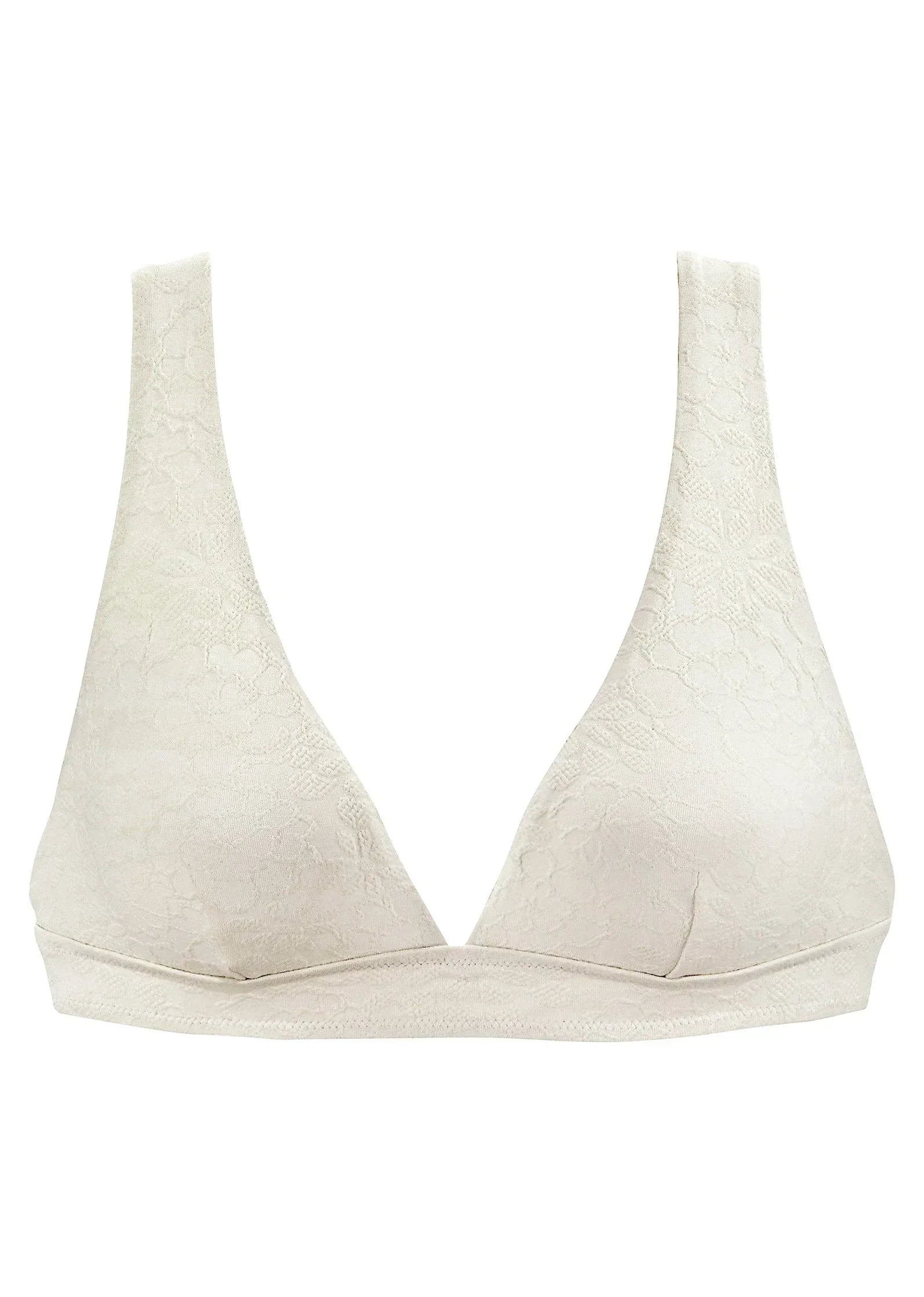 Textured Triangle Bikini Top White