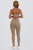 Brushed Jersey Ruched Mid Rise Leggings in Mocha Marl