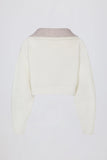 Soft Knit Layered Collar Cropped Jumper in Ivory