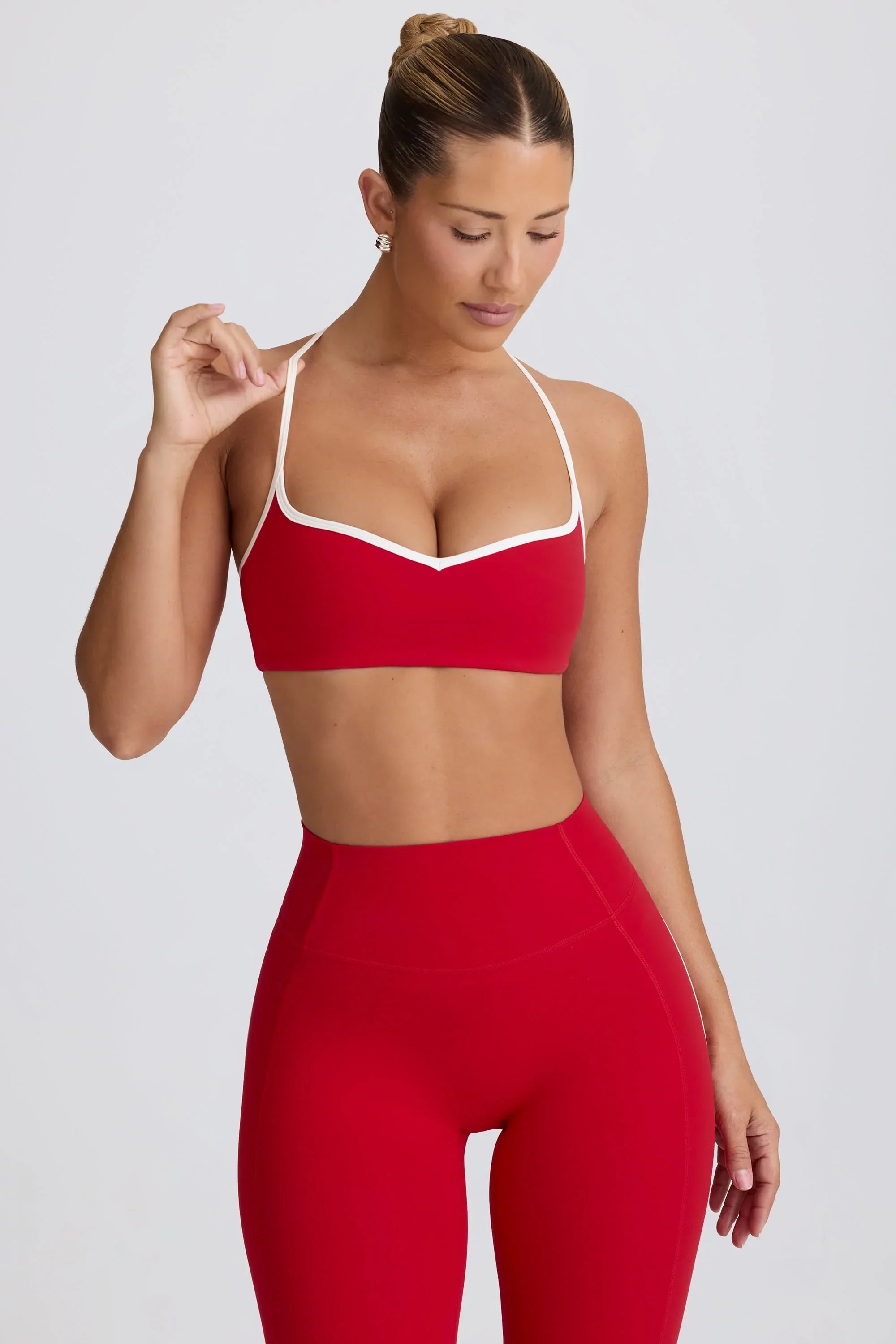 Soft Active Sweetheart Neck Sports Bra in Hot Red