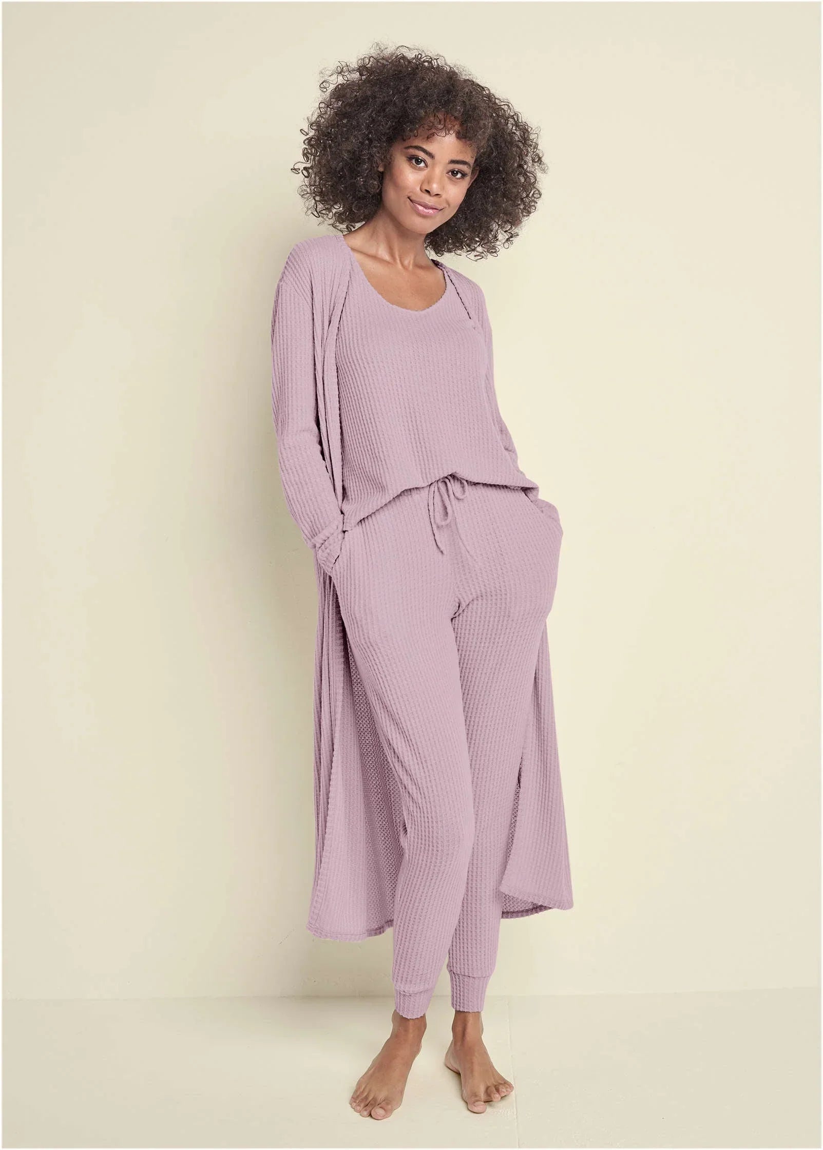 Cozy Waffle 3 Piece Set Mauve