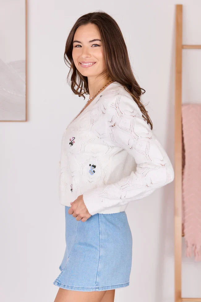Kaitlyn Flower Embroidered Cardigan