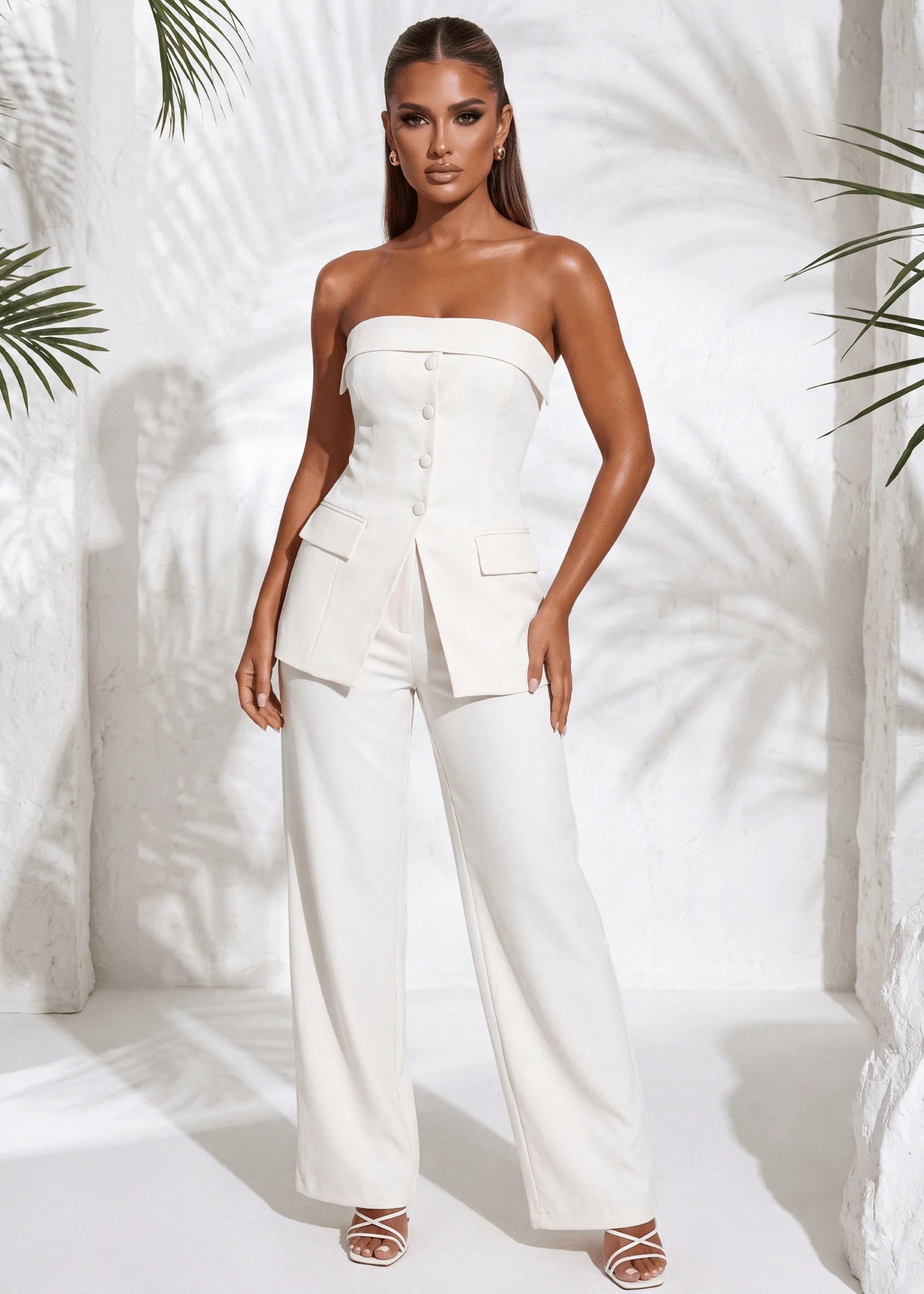 Polished Presence Tailored Trousers Ivory