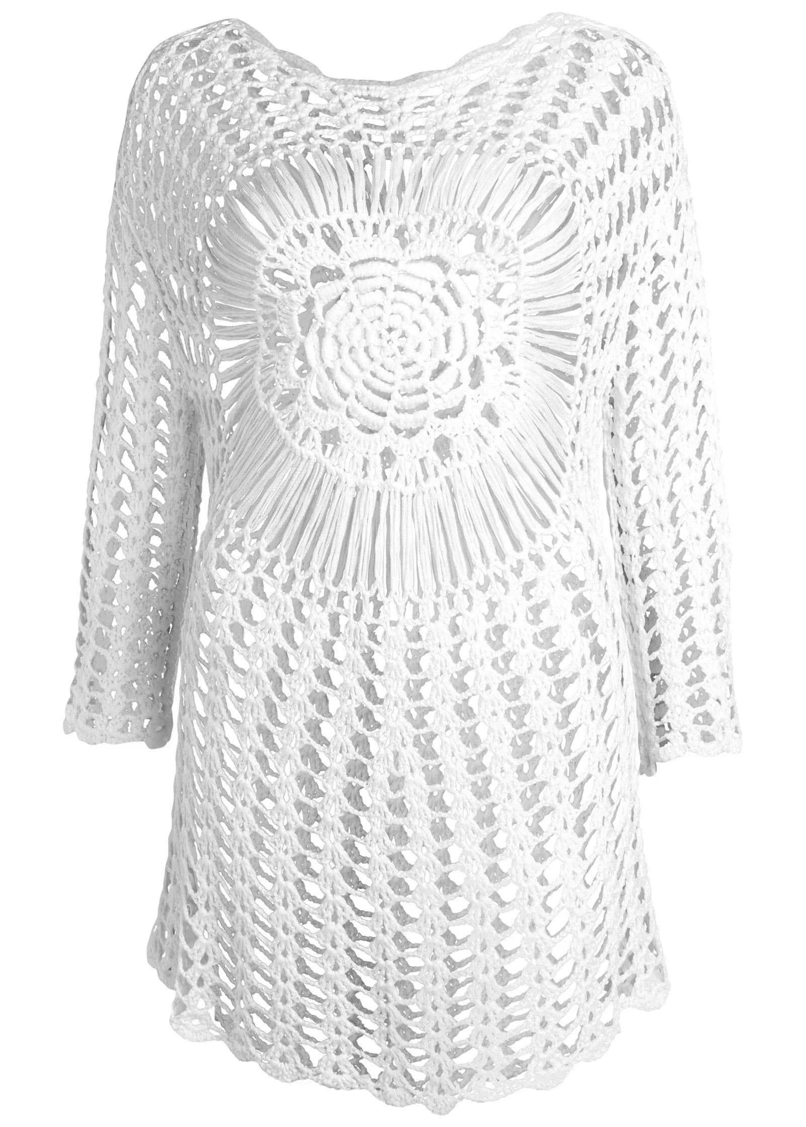 Crochet Detail Cover Up White