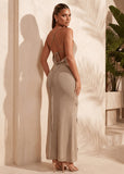 Midsummer Moments Knit Flower Maxi Dress Champagne
