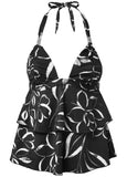 Ruched Goddess Tankini Top Nighttime Blooms