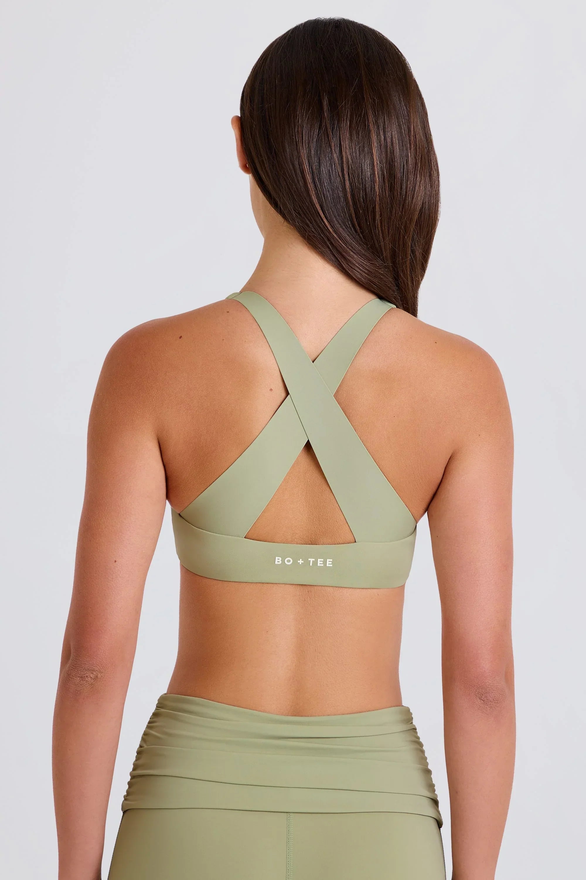 Crossback V Neck Sports Bra in Matcha