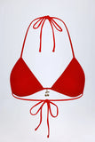 Charm Detail Triangle Bikini Top in Fiery Red