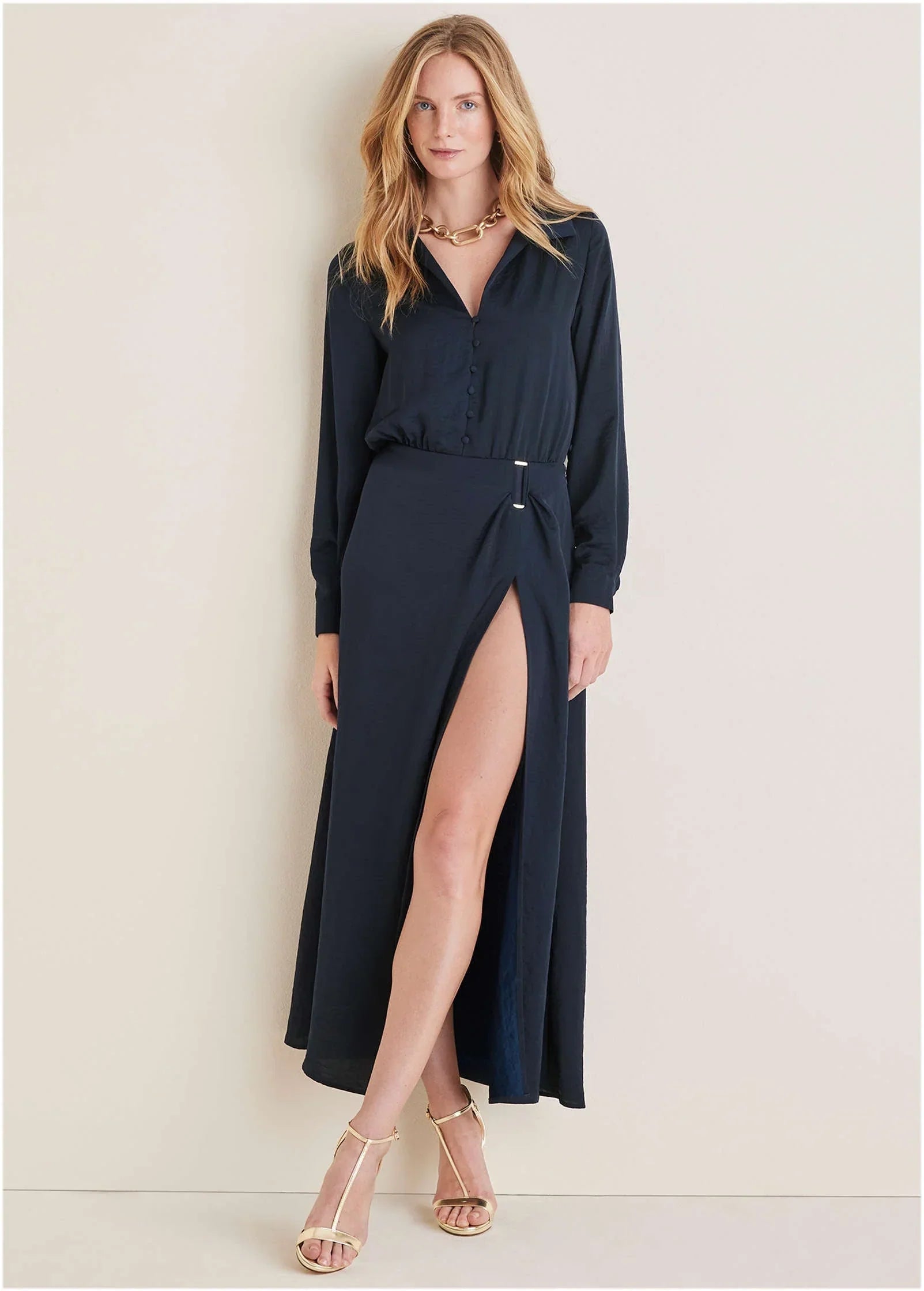 High Slit Maxi Dress Navy