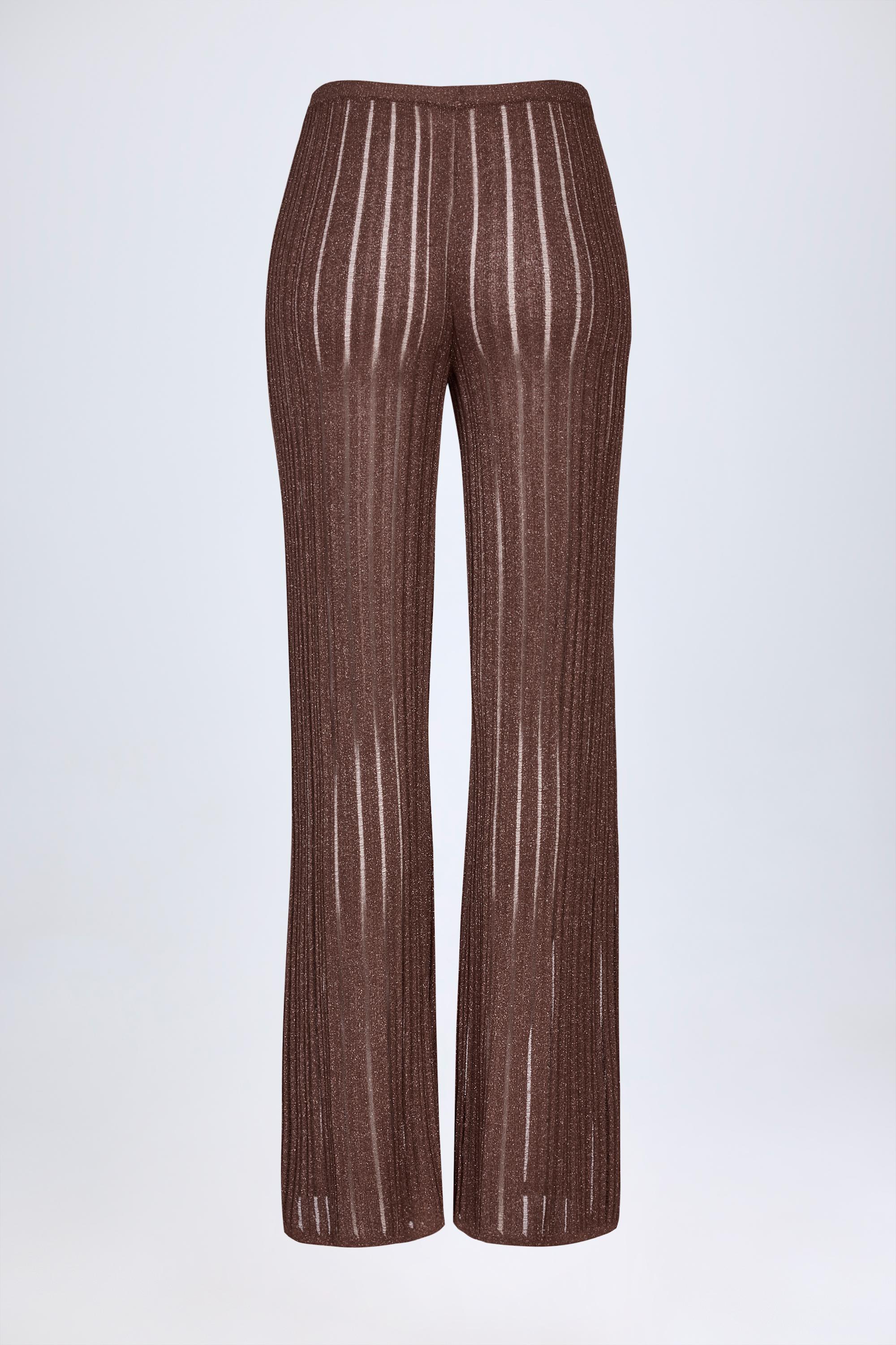 Mid Rise Flared Trousers in Bronze