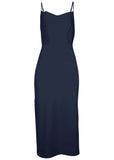 Cowl Neck Slip Dress Navy