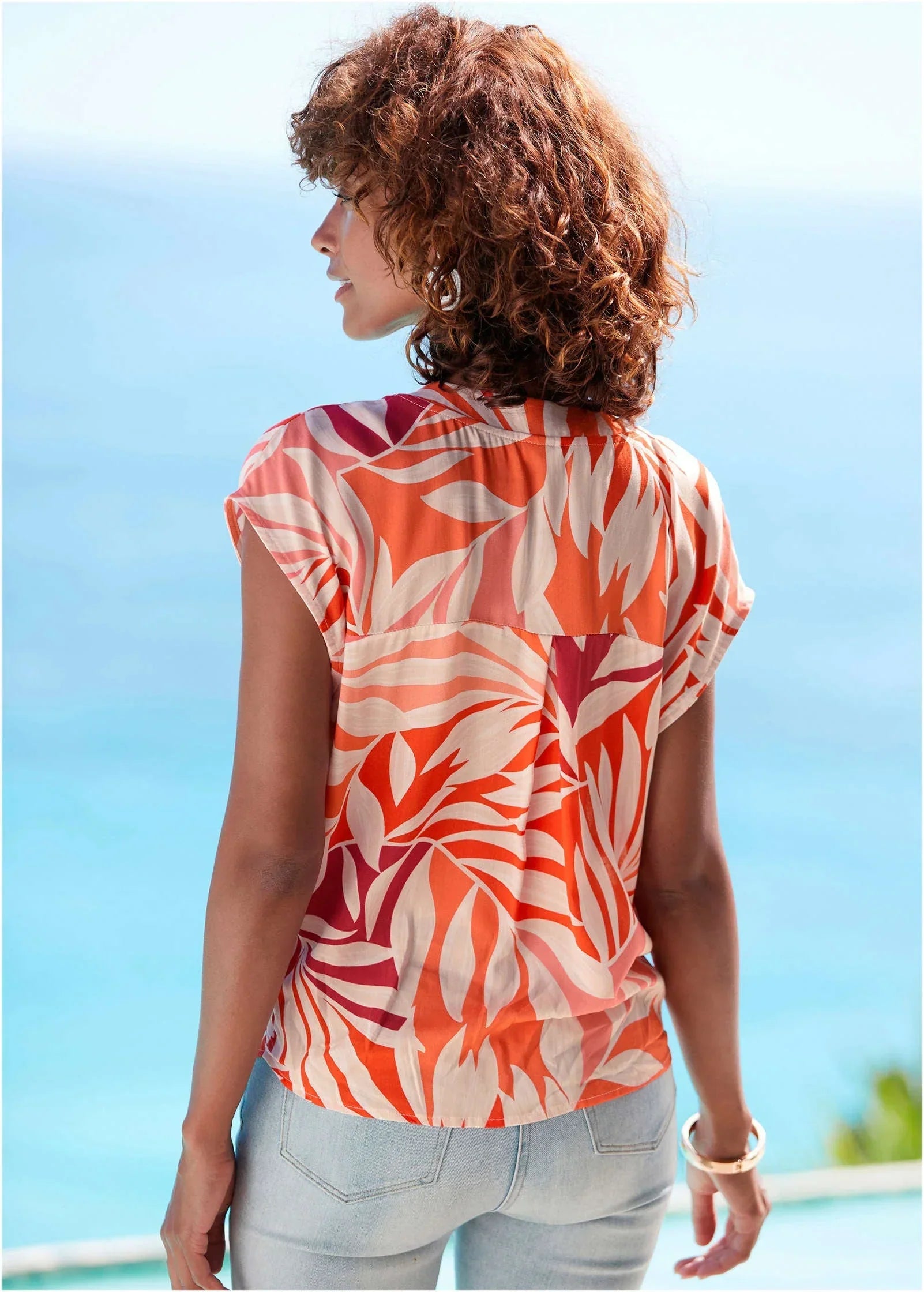 Printed Short Sleeve Top Red Multi