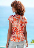 Printed Short Sleeve Top Red Multi