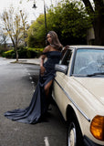 Paloma Satin Split Gown Black