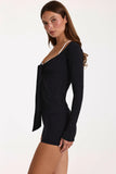 ButterCloud Tie Front Top in Black