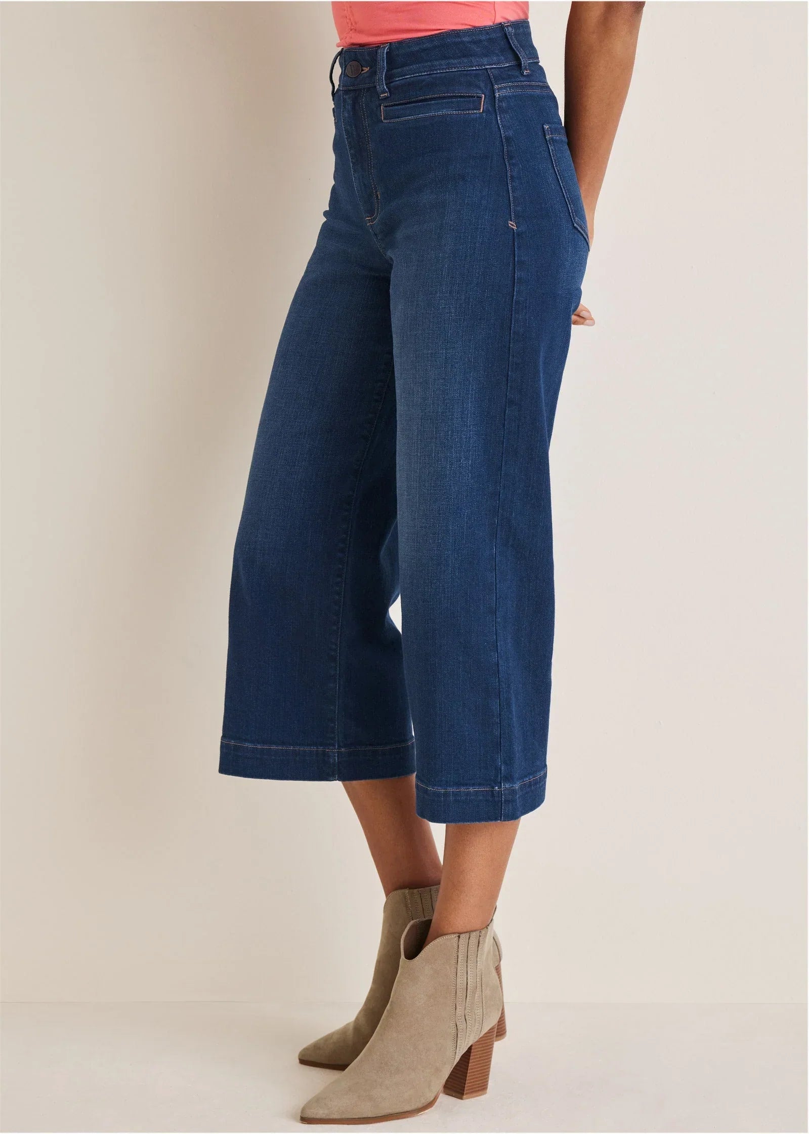 Sophia Wide Leg Crop Jeans Dark Wash