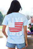 Live Free Light Blue Graphic Tee