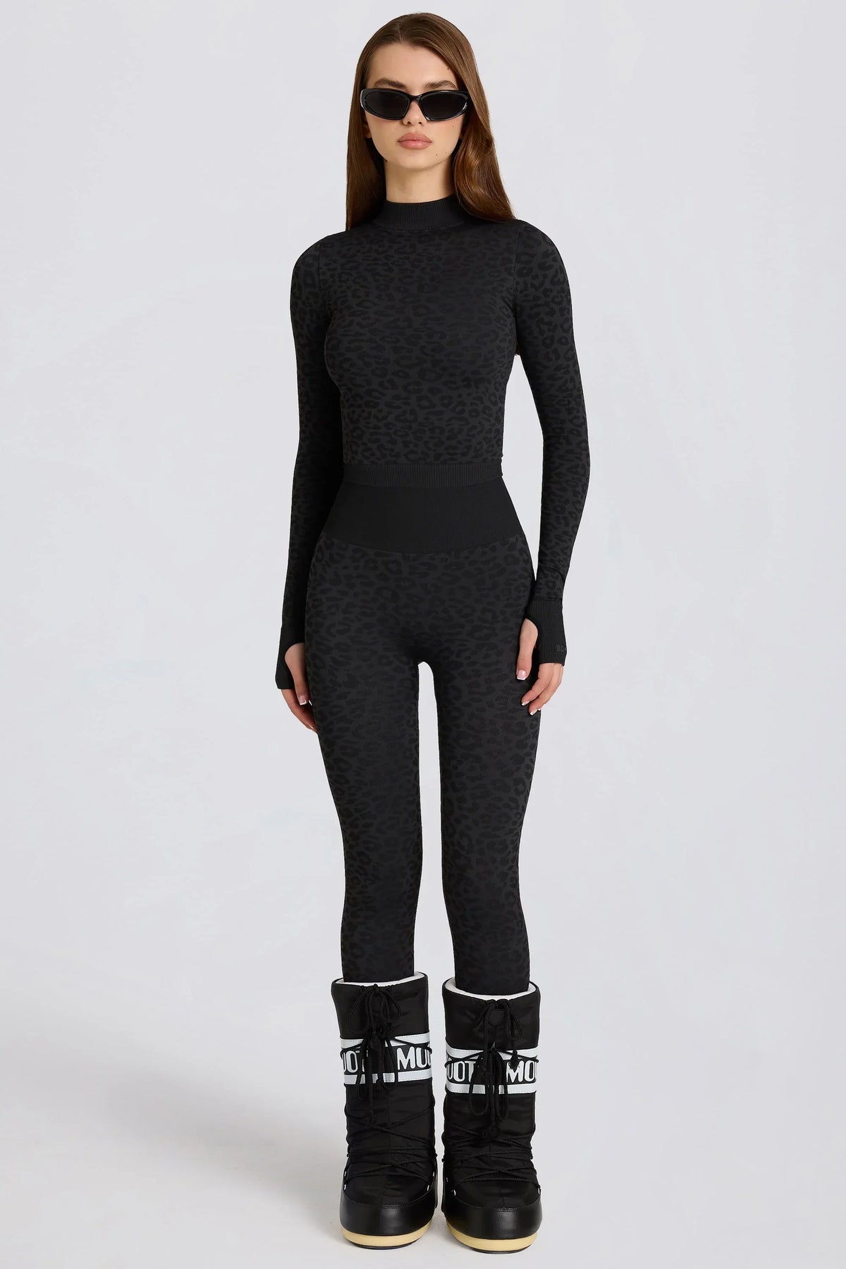 Thermal Base Layer Leggings in Black Leopard