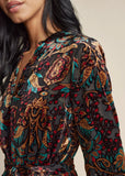 Burnout Velvet Mini Dress Black Multi