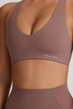 Soft Active V Neck Sports Bra in Mocha