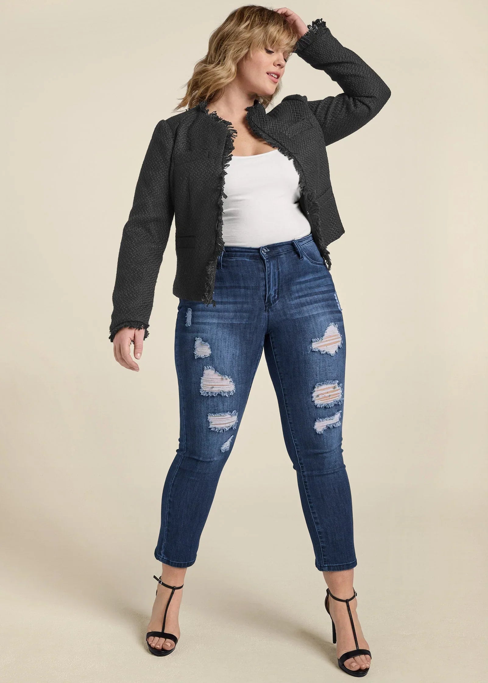 Ripped Skinny Jeans Dark Wash