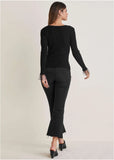 Ribbed Organza Sweater Jet Black