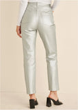 Metallic Straight Leg Jeans Silver Metallic