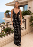Good Intentions Cut Out Back Polka Dot Maxi Dress Black