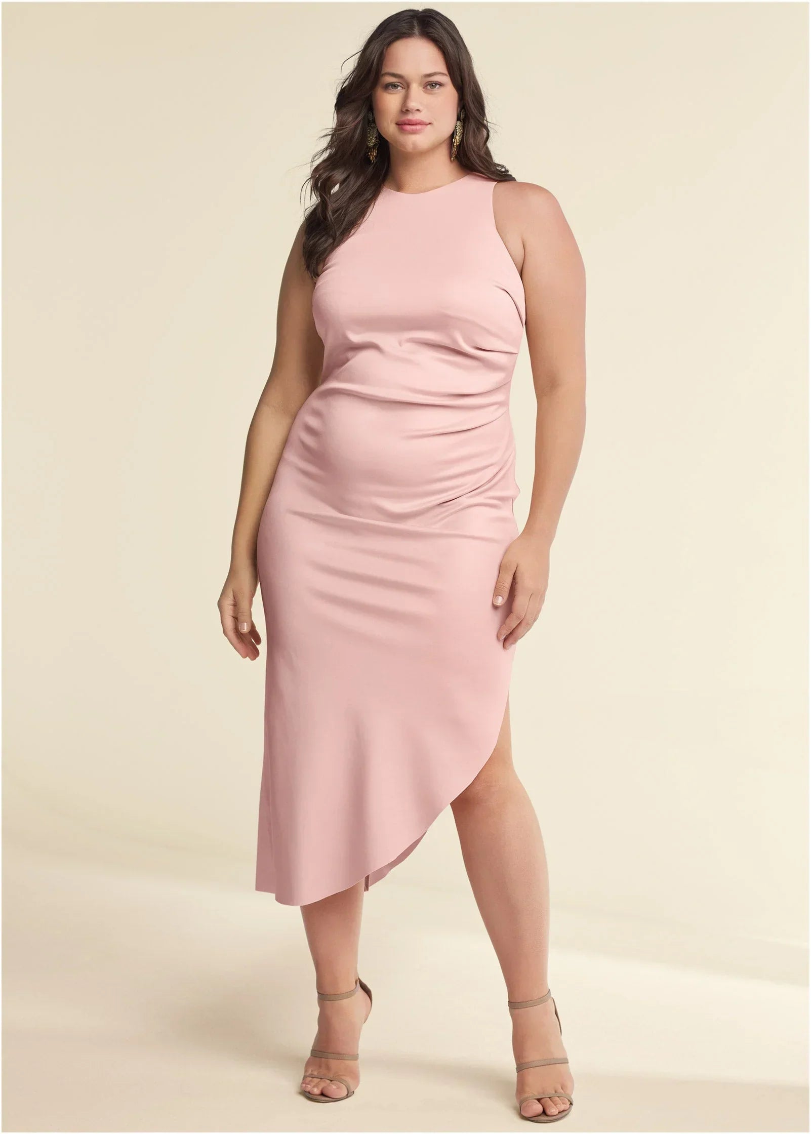 Ruched Bodycon Dress Peach