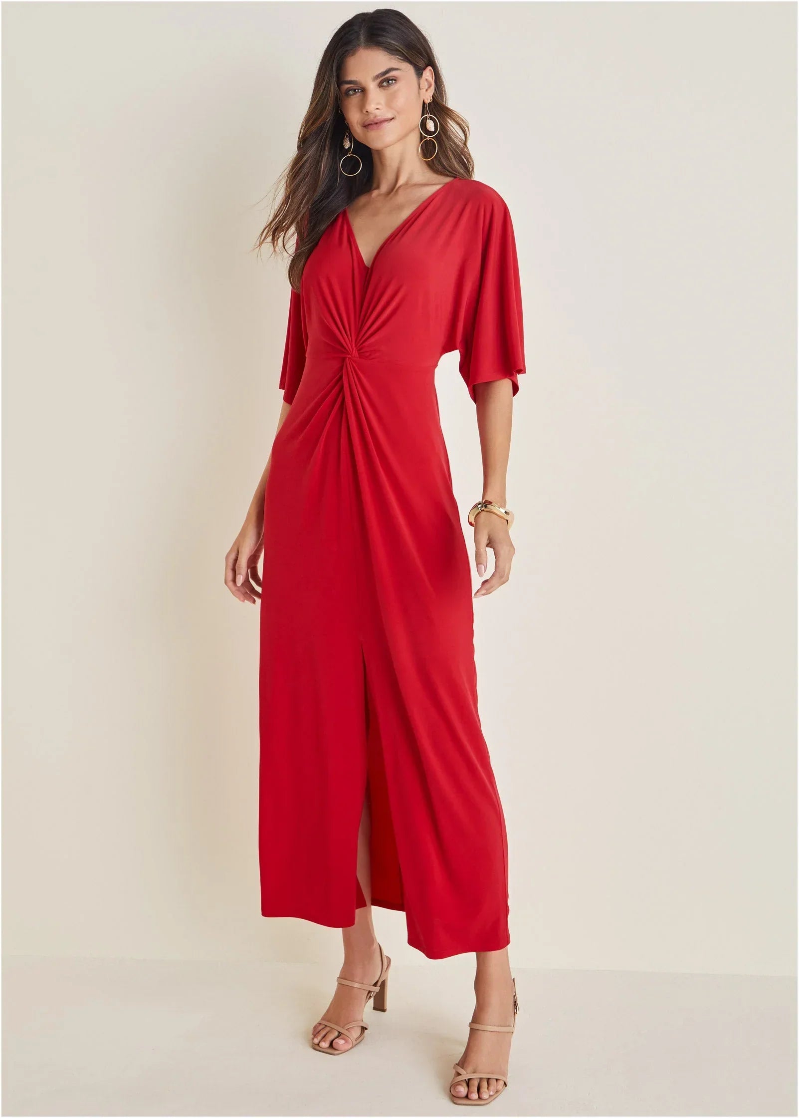 Twist Front Maxi Dress Red