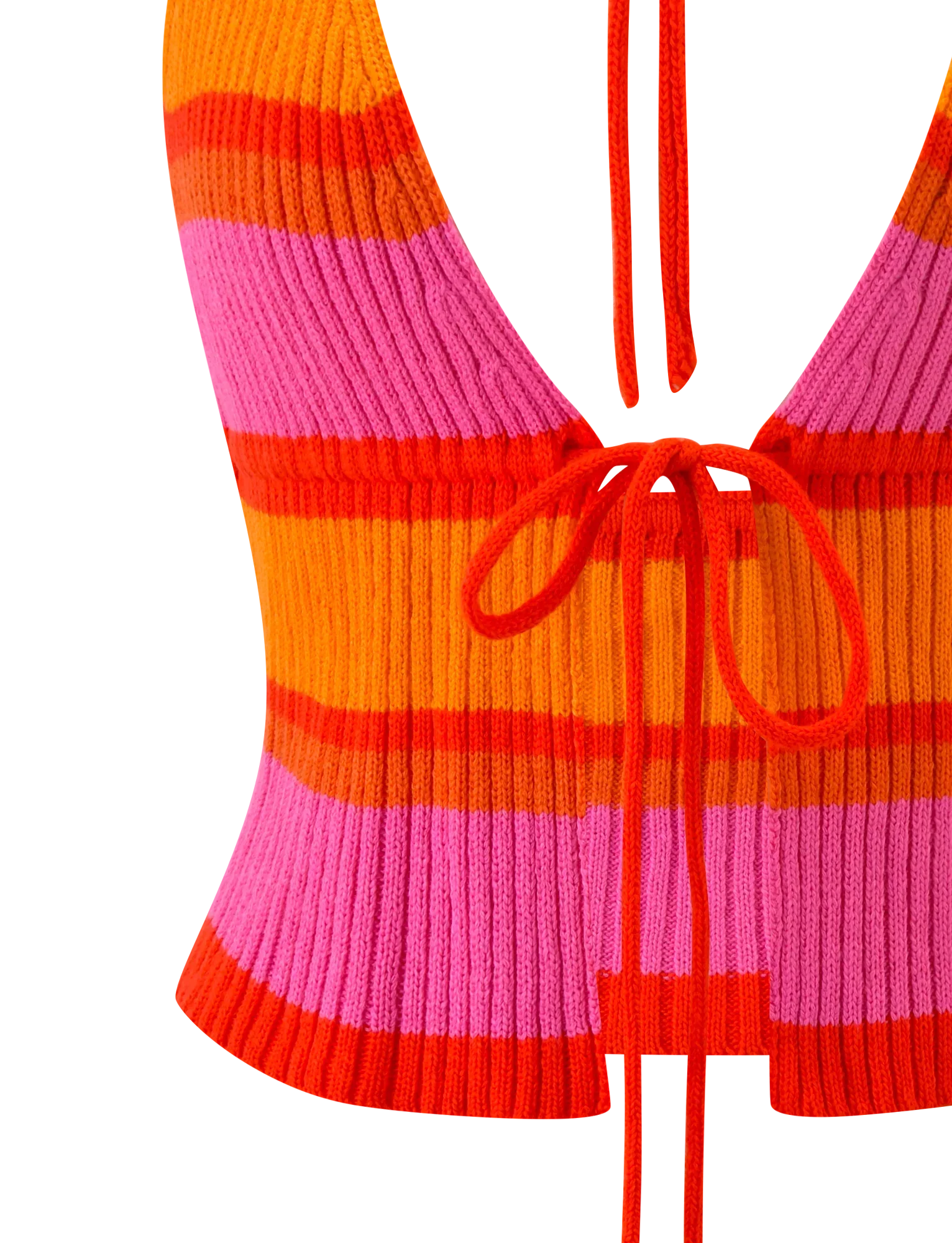 EVERLY CROCHET HALTER TOP SUNSET TROPICAL STRIPE