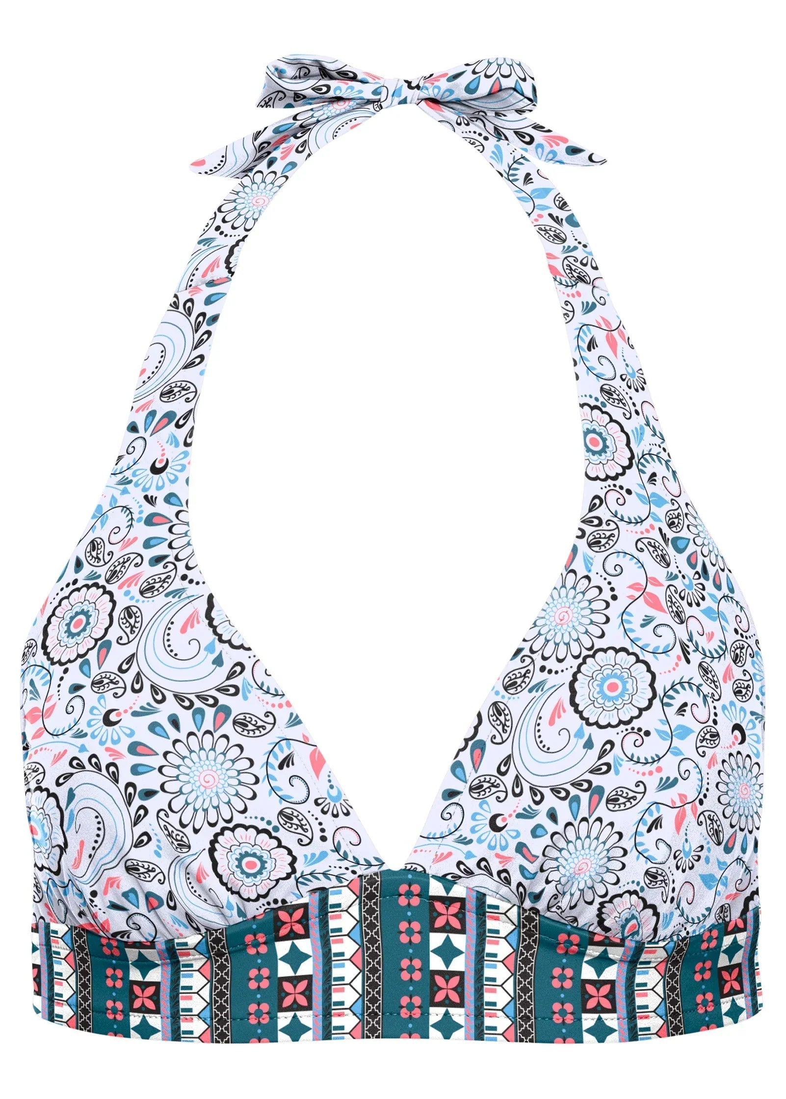 Anguilla Halter Bikini Top Lotus Flowers