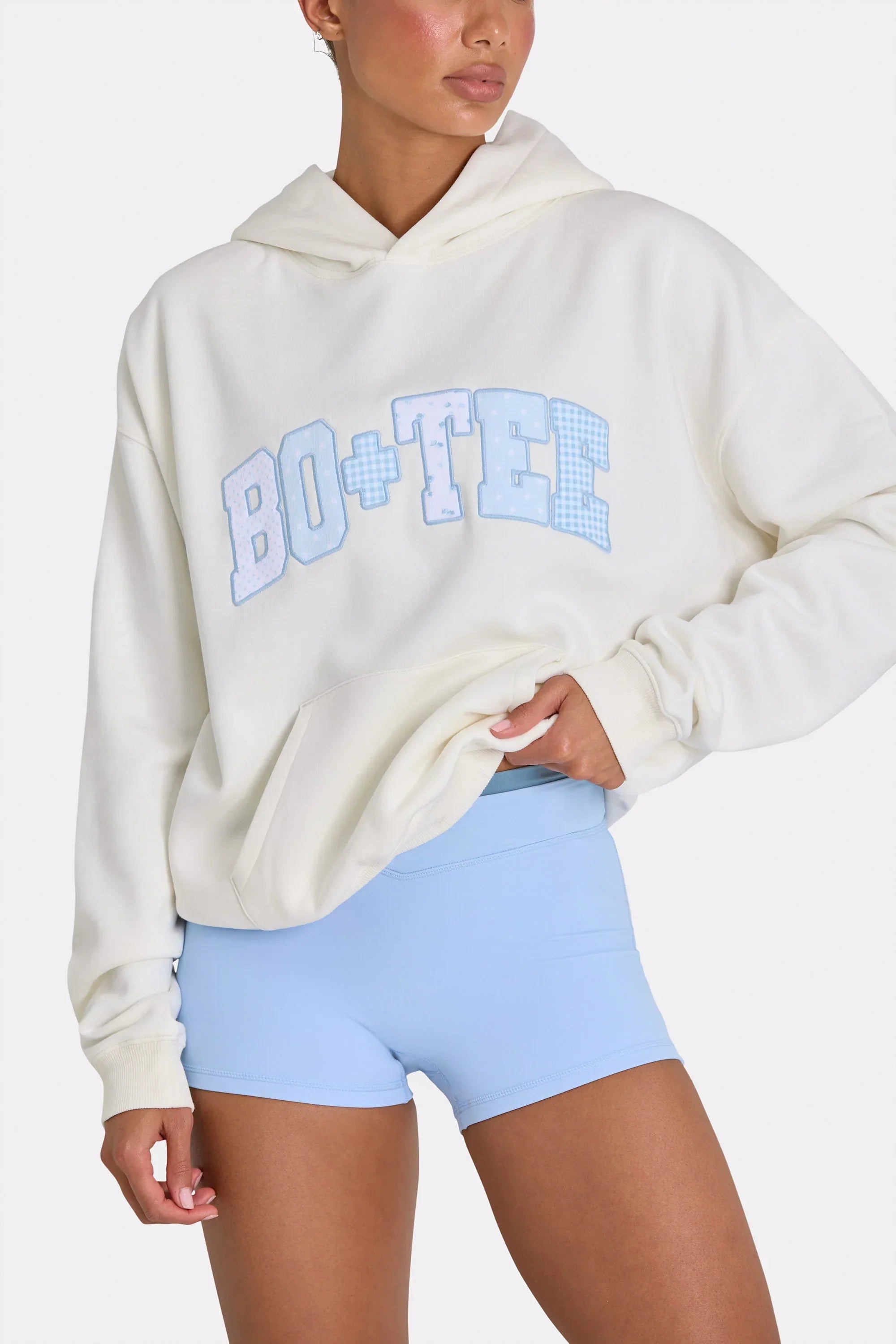 Oversized Applique Hoodie in Coconut
