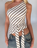 LYLE ONE SHOULDER TOP YELLOW STRIPE