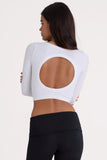 Seamless Soft Rib Cut Out Crop Top in White