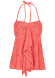 Lace Lanai Bandeau Tankini Top Coral