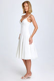 Bow Detail A Line Midi Dress in White