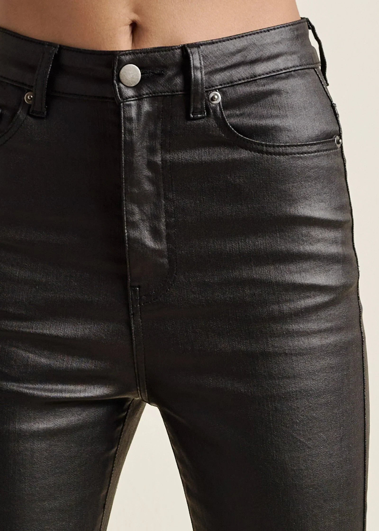 Coated Kick Flare Jeans Jet Black