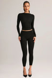 Modal Mid Rise Cropped Leggings in Black