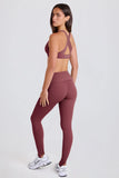 Foldover Mid Rise Stirrup Leggings in Acai