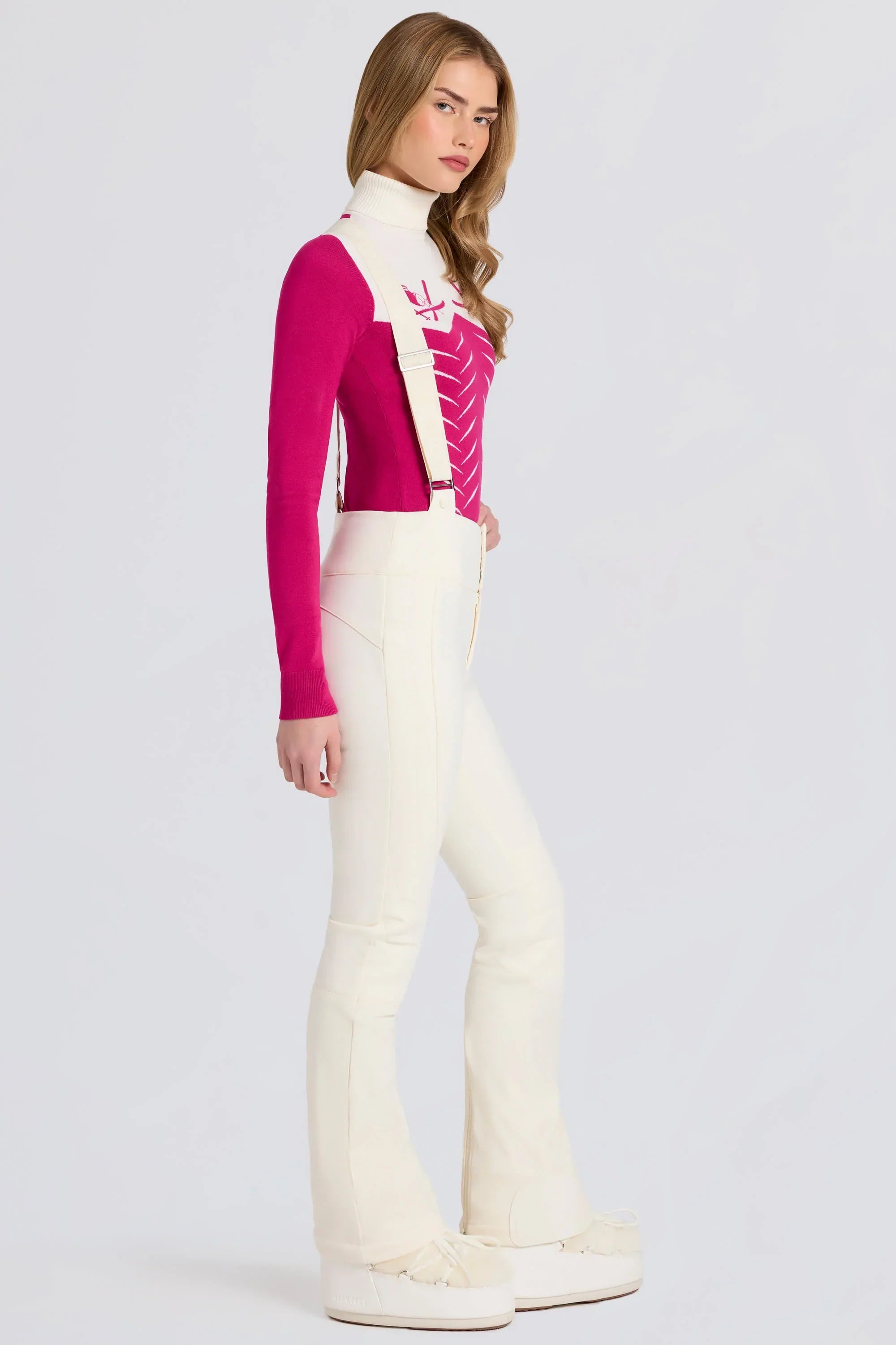 Waterproof High Rise Salopettes with Suspenders in Ice