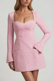 Sweetheart Neck Structured Mini Dress in Soft Pink