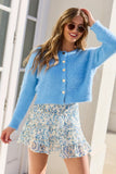 Through The Garden Blue Multi Color Floral Mini Skort
