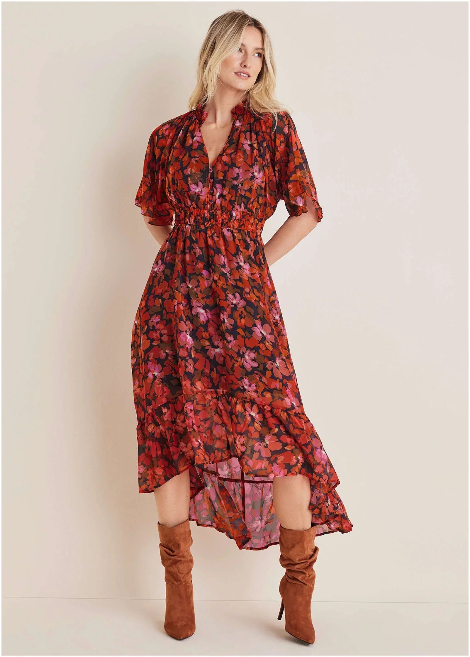 Floral High Low Maxi Autumn Petals