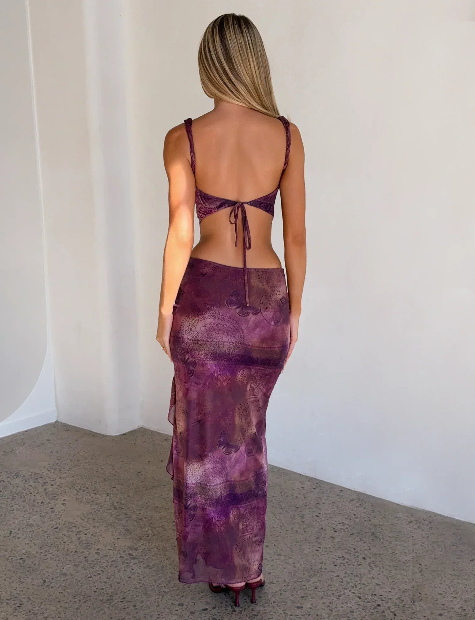 THEO SKIRT PLUM BUTTERFLY PAISLEY