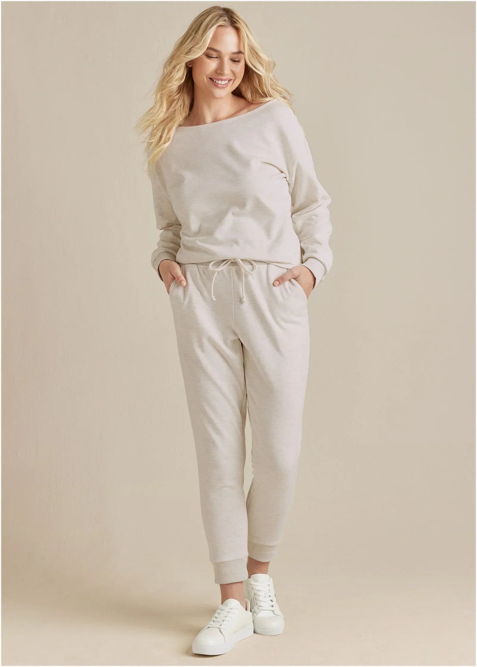 Knot Back Top And Pants Set Vanilla Heather