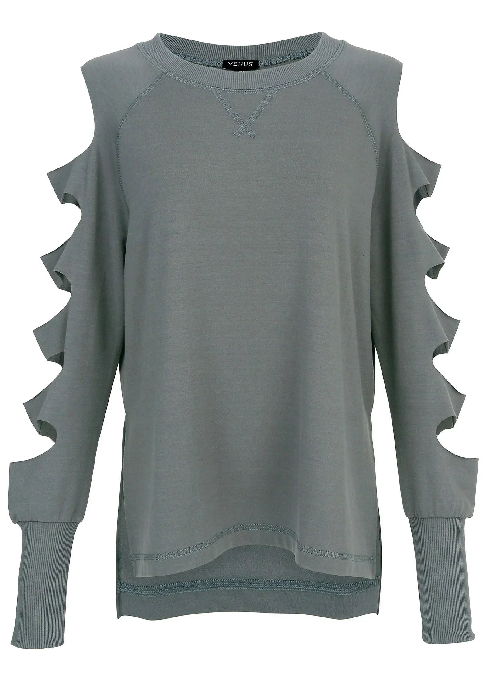 Cutout Sleeve Sweatshirt Seafog